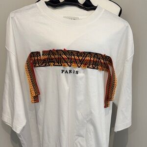 Lanvin curb-lace White Tee with Colorful Logo Accent